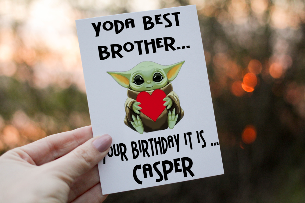 Brother Birthday Card, Yoda Card for Brother